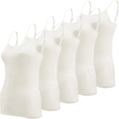 Immagine prodotto di BQTQ, confezione da 5 canottiere da donna, top a spalline sottili, modello basic