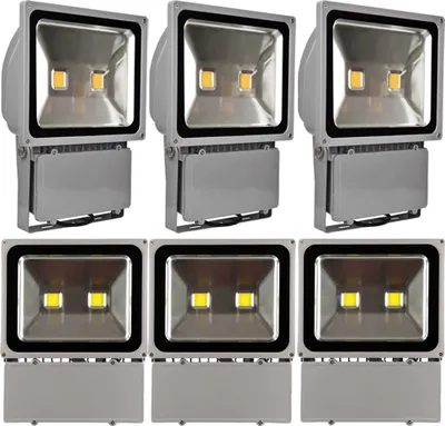Produktbild von Greenmigo 6pcs 100W LED Strahler Außen 3000K Warmweiß Flutlicht Fluter IP65 Wasserdicht Flutlicht Außenstrahler für Garten Garage Sportplatz