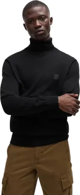 Produktbild von Boss Orange Rollkragenpullover Akiro schwarz einfarbig Baumwolle und Kaschmir