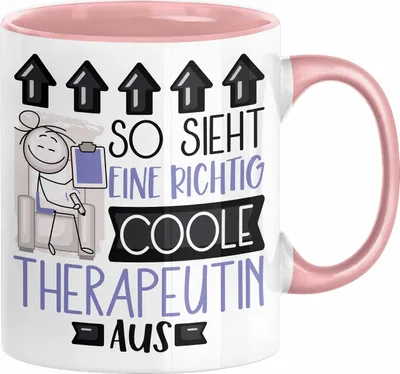 Produktbild von Therapeutin Geschenk Tasse Geschenkidee für Therapeutin Geburtstag Weihnachten Spruch So Sieht Eine Richtig Coole Therapeutin Aus Kaffee-Becher  (Rosa)