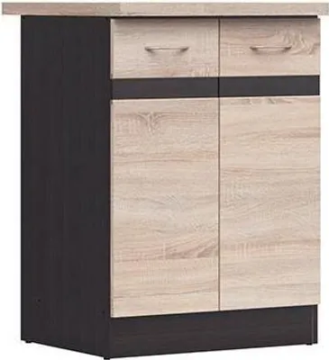 Immagine prodotto di Mobile base da cucina Junona, 60 cm, 2 ante, rovere Sonoma, con piano di lavoro, 60x86x60 cm