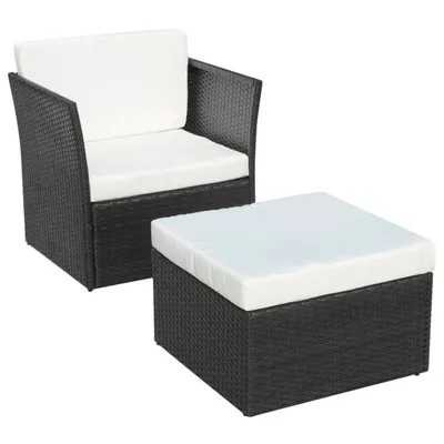 Immagine prodotto di vidaXL Poltrona da giardino con poggiapiedi in Poly Rattan Nero