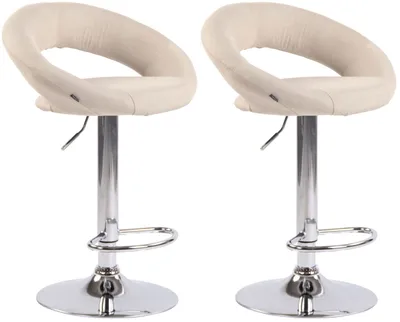 Produktbild von 2er Set Barhocker Olinda Stoff Chrom creme