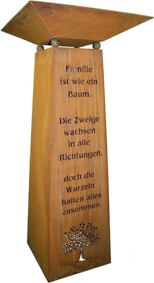 Produktbild von Rostikal Edelrost Gartendeko Säule 1,15 m Familien Spruch mit Dekoschale Rost Wohndeko
