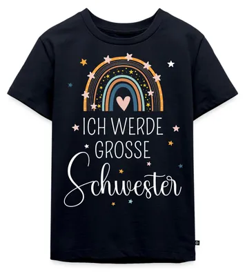 Produktbild von Spreadshirt Ich Werde Große Schwester Regenbogen Kinder Premium T-Shirt, 98/104 (2 Jahre), Navy