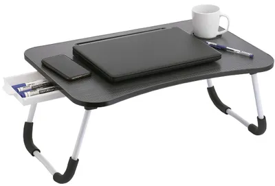 Productafbeelding van Opvouwbare laptoptafel zwart met laden, 60 x 40 x 26 cm
