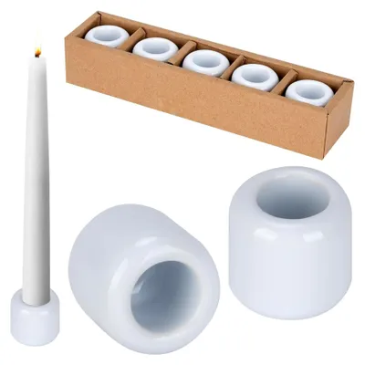 Produktbild von 5-teiliges Set Keramik Kerzenhalter, Stabkerzenhalter Weiß, 2 cm Lochdurchmesser für Wohn- und Tischdekoration