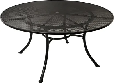 Produktbild von DEGAMO Gartentisch Streckmetall, rund, eisengrau, Ø 1.5m, H: 0.72m, Modell RIVO XXL, mit Schirmloch, geschwungenem Gestell, Primetherm Spezialverfahren für äußerste Witterungsbeständigkeit