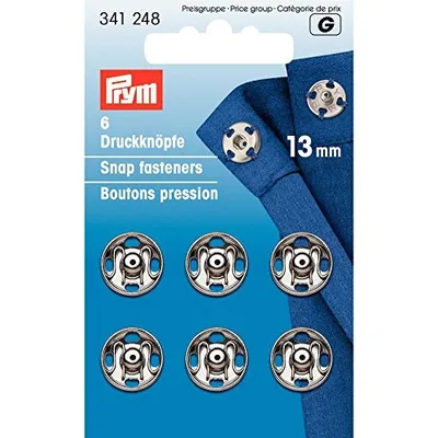 Zdjęcie produktu dla Prym 341248, Zapinanie na zatrzask, Metal, Srebrny, Połysk, 1,3 cm, 6 szt.