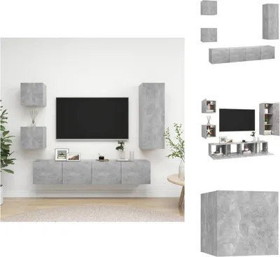 Produktbild von vidaXL 5-tlg. TV-Schrank-Set Betongrau Holzwerkstoff -  TV-Möbel