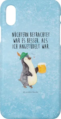 Produktbild von Mr. & Mrs. Panda Iphone 10 Handyhülle Pinguin Bier - Eisblau - Geschenk, , Angetüdelt, Hülle, Handy, X, Beschwippst, Case, Feierabend