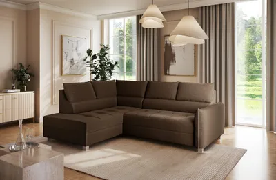 Produktbild von Ecksofa Schlafsofa Sofa MARNO in Stoff Vogue Braun Ottomane Links