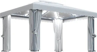 Immagine prodotto di Padiglione con tende e luci LED 4x3 m bianco crema