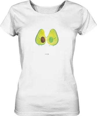Produktbild von Mr. & Mrs. Panda Damen T-Shirt Avocado Pärchen Größe S - Weiß - Geschenk, Kurzarmshirt, Baumwoll, Geburt, Avocados, Liebe, Oberteil, Basic Shirt, Familie, Kinder