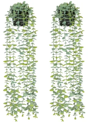 Image de plantes artificielles, plantes suspendues d'aspect réaliste, eucalyptus artificiel en pot, plantes suspendues en plastique pour la décoration du salon ou du bureau