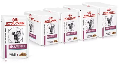 Produktbild von Royal Canin Veterinary Renal 48x85g Nassfutter für Katzen mit Niereninsuffizienz Vorbeugung von Harnsteinen Fisch in Sauce