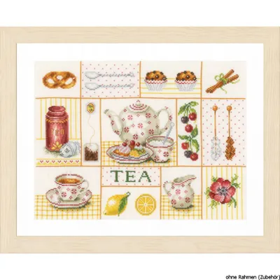Image de Lanarte "Tea party" set de broderie au point de croix, tissu uni, compté