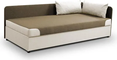 Obrázek produktu pro Válenda 90x200 - Dětská postel a pohovka - Světle hnědá a béžová - Úložný prostor - Bonell pružiny - Pohovka s opěrkami