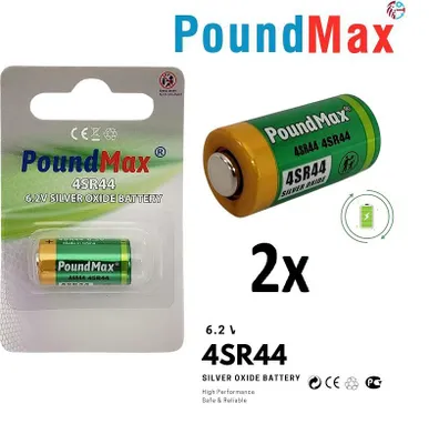 Produktbild von 2x 4SR44 Foto-Batterie PoundMax 6,2V V28PX PX28 544 SilberOxid im Blister