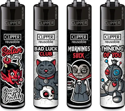 Produktbild von Clipper Feuerzeug 4er Set Slogan 666