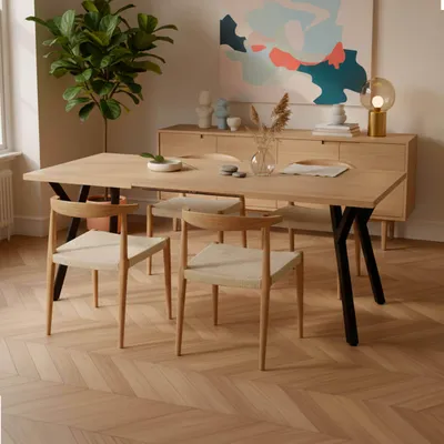 Image de Table à manger extensible rectangulaire en MDF bois 160/240 cm - Oviala Beatrix