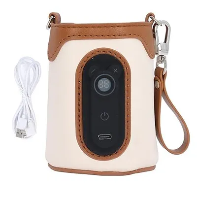 Produktbild von Tragbarer Flaschenwärmer, Stromversorgung über USB, 26 einstellbare Temperaturen für Babyflaschen, geeignet für zu Hause und unterwegs (große Größe)