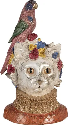 Produktbild von Clayre & Eef Dekorationsfigur Katze 24x21x40 cm Weiß Kunststoff