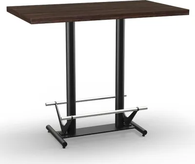 Produktbild von Premium Gastro Stehtisch 120x70 cm | Walnuss | mit Edelstahl Fußrasten