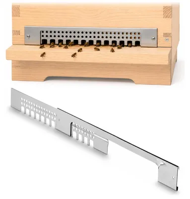 Zdjęcie produktu dla KADAX Metalowa klapa do ula pszczelego, 230 x 30 mm, służąca do regulacji lotów pszczół, ochrona przed gryzoniami i zapewniająca wentylację, akcesoria dla pszczelarzy