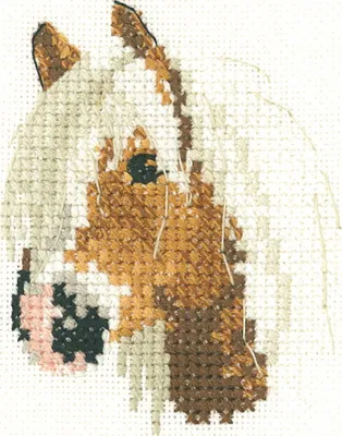 Zdjęcie produktu dla Zestaw do haftu krzyżykowego Heritage Aida "Kucyk Palomino (A)", wzór liczony, LFPP1072-A, 5,5x7cm