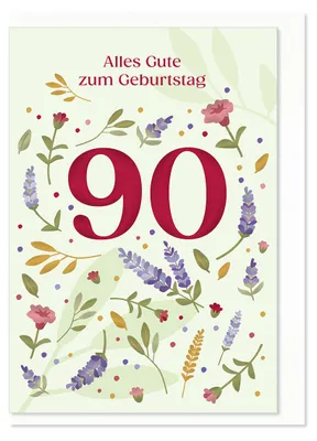 Produktbild von KOMMA³ 08-037 Geburtstagskarte Zahl 90 - mit Metalliceffekt, inkl. Umschlag