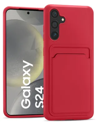 Zdjęcie produktu dla Etui na telefon komórkowy Samsung Galaxy S24 silikonowe etui ochronne z kieszenią na kartę Slim Wallet Case, czerwone