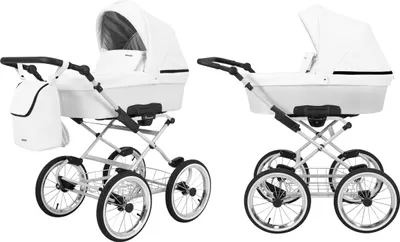 Produktbild von Kinderwagen ROMANTIC Babywagen Babyschale Kinder Wagen Set 1 in 1 (weiß eco, Rahmenfarbe: grauer Rahmen)