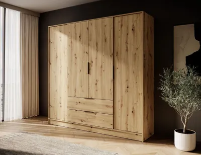 Obrázek produktu pro Čtyřdvéřová šatní skříň 206 cm COSIMA - dub artisan