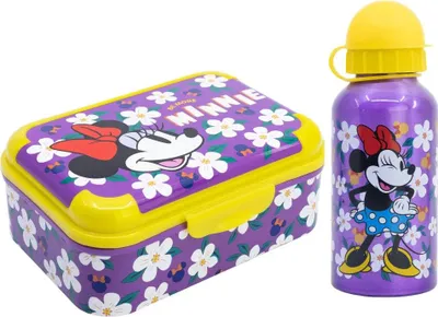 Produktbild von Disney Minnie Maus Mädchen 2 tlg. Set Brotdose Aluminium Trinkflasche 400 ml