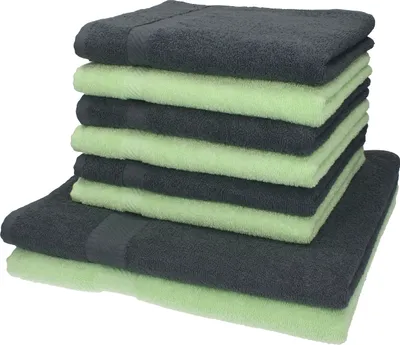 Produktbild von Betz 8-tlg. Handtuch-Set PALERMO 100% Baumwolle 2 Duschtücher 6 Handtücher Farbe anthrazit und grün