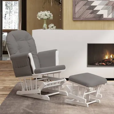 Produktbild von "im Angebot" Schaukelsessel mit Hocker Gleitend Dunkelgrau Stoff - Schaukelstühle CC16007