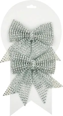 Produktbild von Weihnachtsband silber mit Strasssteinen 2 Stück, 12 cm