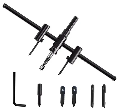 Produktbild von Kreisschneider Verstellbar - Lochsägen-Set für Holz - Lochsäge 30-300 mm - Holzverarbeitungswerkzeug - Universell für Kunststoff/Gipskarton - Hochwertiger Kohlenstoffstahl