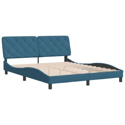 Imagen del producto de Estructura de cama sin colchón terciopelo azul 160x200 cm