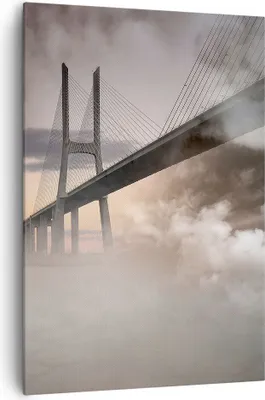 Produktbild von Bild auf Leinwand - Leinwandbild - Einteilig - Brücke Nebel Wasser - 70x100cm - Wand Bild - Wanddeko - Wandbilder - Leinwanddruck - Wanddekoration - Leinwand bilder - Wandbild - PA70x100-3525