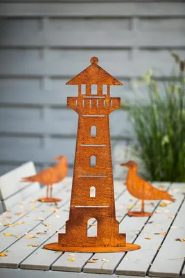 Produktbild von Rostige Gartenfigur Edelrost Leuchtturm - Einzigartige Dekoration für Ihren Außenbereich 58cm Maritime Dekoration Teich rostige Gartendeko