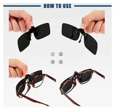 Produktbild von Polarisierte Clip-On Sonnenbrille mit 4 Aufsätzen - für Fahren, Angeln, Radfahren und Outdoor-Aktivitäten