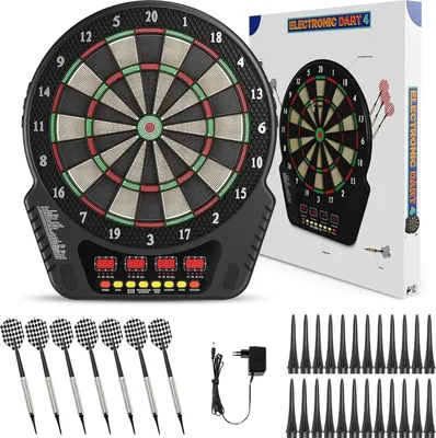 Produktbild von Elektronische Dartscheibe - Dartautomat - 6 Darts - 27 Spielmodi - 243 Varianten - Bis zu 16 Spieler - Weiß