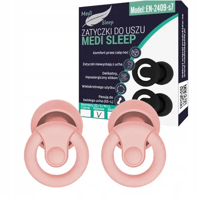 Zdjęcie produktu dla Zatyczki do uszu stopery do spania Medi Sleep rozmiar XS / S / M / L różowe