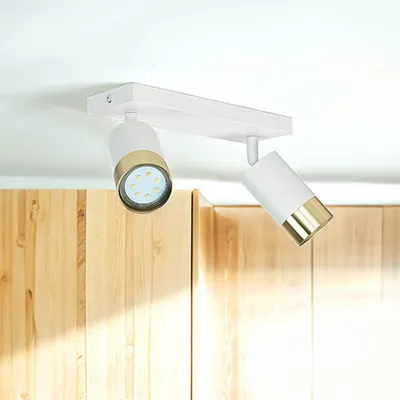 Produktbild von Deckenspot Aluminium GU10 verstellbar in Weiß Gold 2-flammig länglich