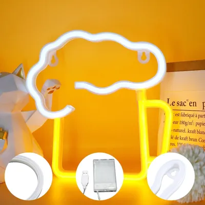 Obrázok produktu pre LED reklamný nápis "pivo" v neonovom štýle: USB neonový panel pre bar, pub, oslavu, reštauráciu