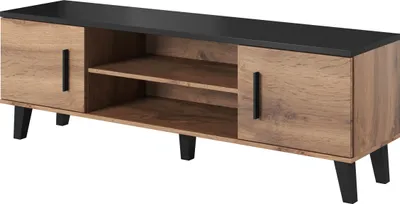 Produktbild von Furniture24 Fernsehschrank LOTTA Unterschrank Lowboard mit 2 Türen 160 cm Breit Wotan Eiche/Schwarz