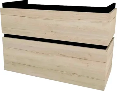 Produktbild von Devo Waschtischunterschrank mit 2 Schubladen Viva 2.0 BxHxT 97 x 51 x 44 cm oak halifa x white