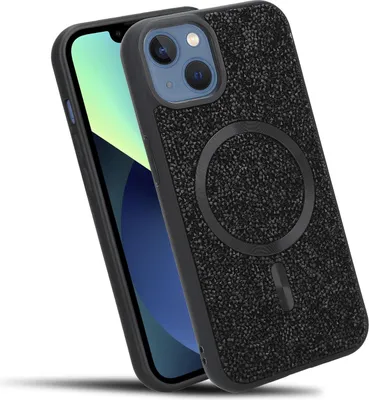 Immagine prodotto di Cadorabo custodia per Apple iPhone 13 / 14 custodia glitter compatibile con MagSafe in NERO custodia magnetica per cellulare Sparkle Diamond per Apple iPhone 13 / 14 custodia protettiva in cristallo antiurto con forza magnetica